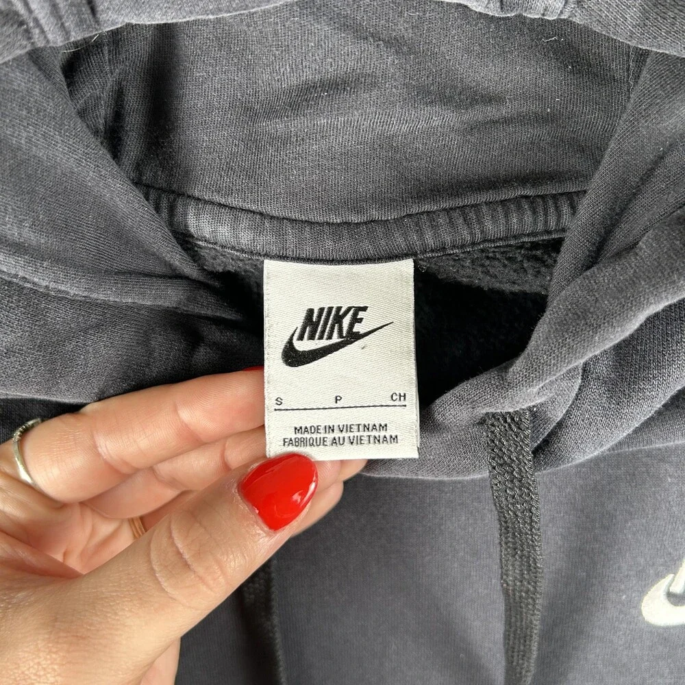 Nike Hoodie Mens Small Black Club Fleece Pullover Sweatshirt Swoosh Logo